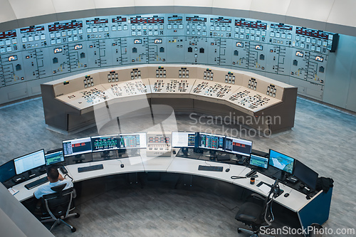 Image of Immense central display in the control room, showing the real-time status of the power grid. Itaipu Binacional, Brazil
