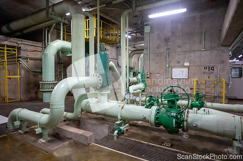 Image of Auxiliary water systems and mechanical components within the Itaipu Power Plant. Itaipu Binacional, Brazil