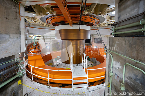 Image of Powerful core of the Itaipu Hydroelectric Plant, where water force is converted into electrical energy. Itaipu Binacional, Brazil