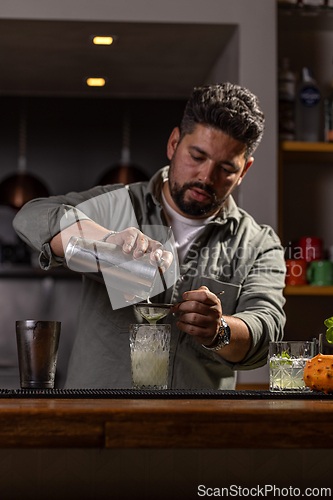 Image of Professional bartender preparing a drink