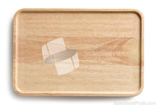 Image of wooden tray on white background, top view