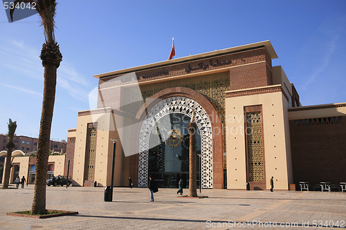 Image of Marrakech railway station. Modern Moroccan arhitecture