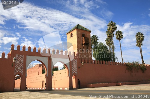 Image of Gate in traditional oriental style in Marrakech, Morocco