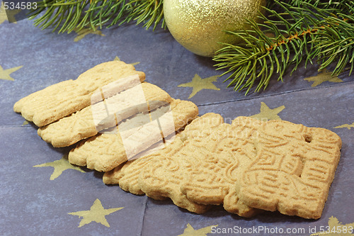 Image of Christmas cookies with fir branch