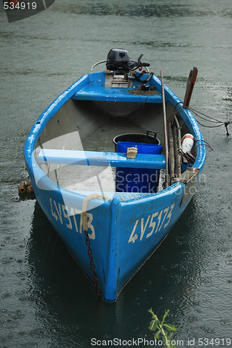 Image of blue fishing boat