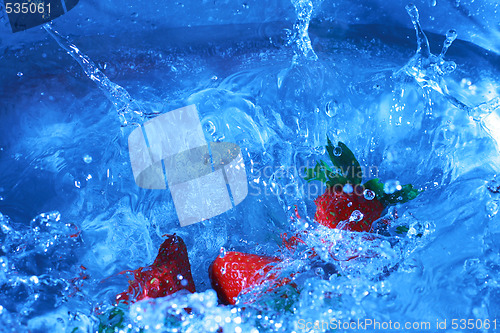 Image of splashing strawberries