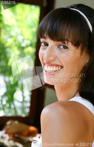 Image of Beautiful woman smiling