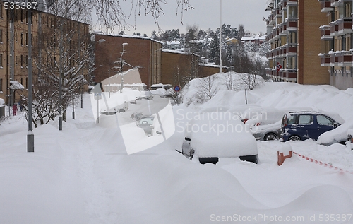 Image of Snow in the street. 