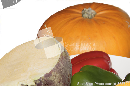 Image of pumpkin  swede and peppers
