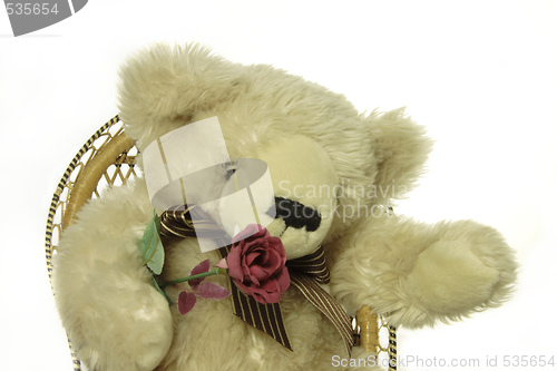 Image of teddy bear with a red rose