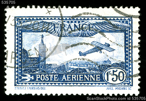 Image of vintage French aircraft stamp from the art deco period