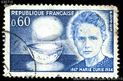 Image of Vintage french stamp depicting Marie Curie