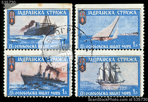 Image of vintage stamp depicting  ships