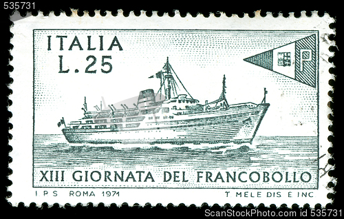 Image of vintage stamp depicting passenger ship