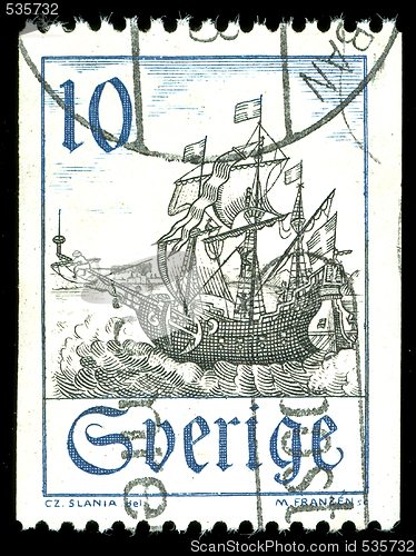 Image of vintage stamp depicting a sailing ship