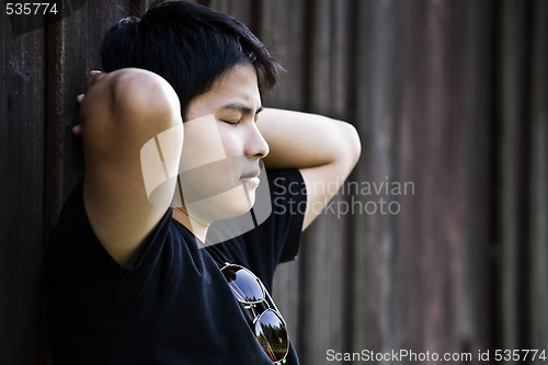 Image of Stressed asian male