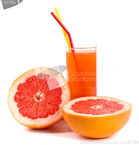 Image of grapefruit and juice in glass