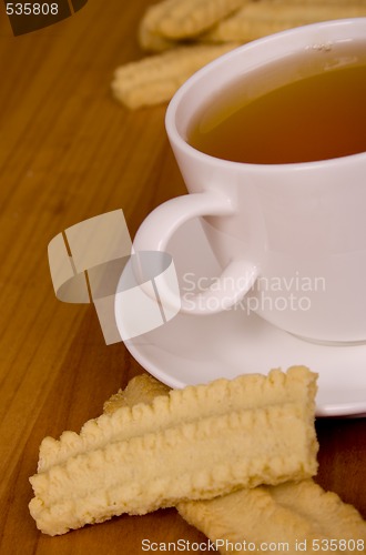 Image of cup of tea and some cookies