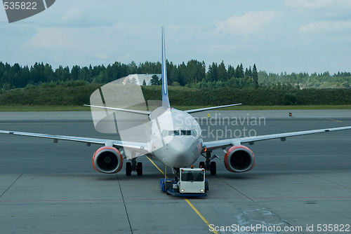 Image of Passenger airplane being pushed back
