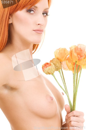 Image of redhead with flowers