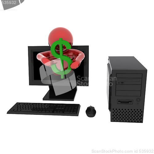 Image of Person in computer with dollar