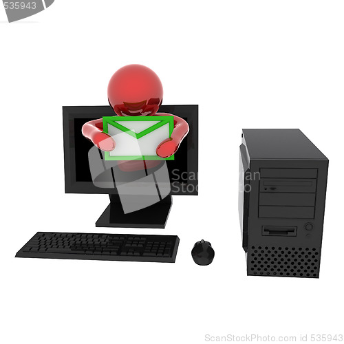 Image of Person in computer with letter