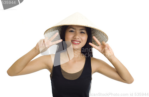 Image of asian with victory sign