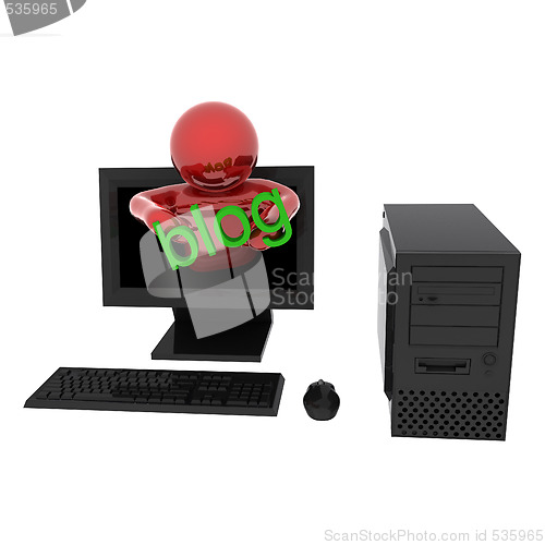 Image of Person in computer with text "Blog"