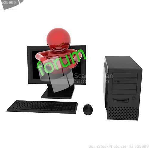 Image of Person in computer with text "Forum"