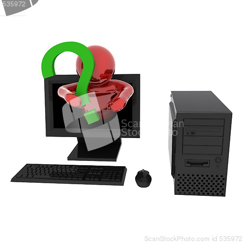 Image of Person in computer with question mark