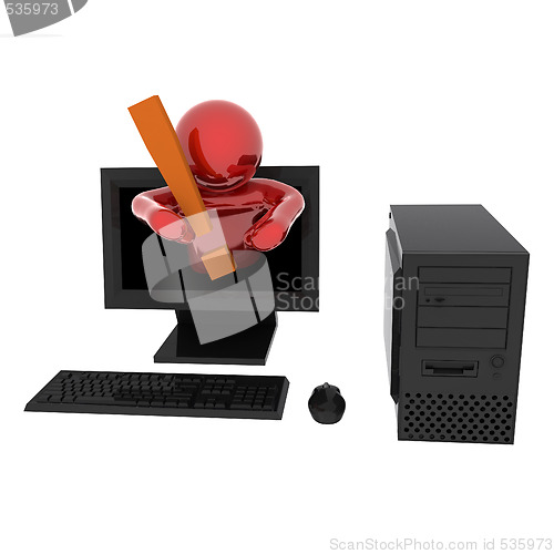 Image of Person in computer with exclamation mark