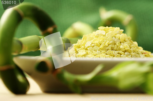 Image of bath salt with green bamboo