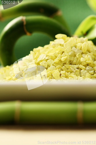 Image of bath salt with green bamboo