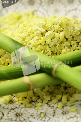 Image of bath salt with green bamboo