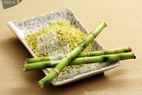 Image of bath salt with green bamboo