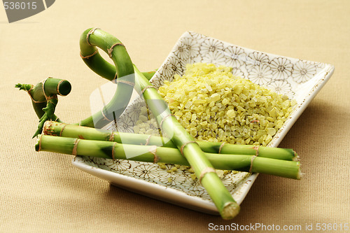 Image of bath salt with green bamboo