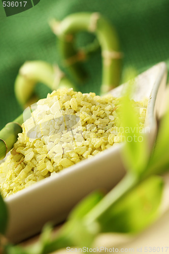 Image of bath salt with green bamboo
