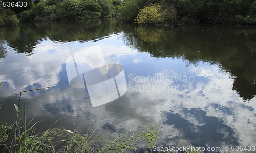 Image of reflection of clouds