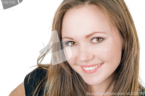 Image of Portrait of the smiling beautiful girl. Isolated 