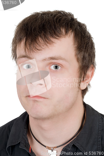 Image of Portrait of the surprised young man. Isolated