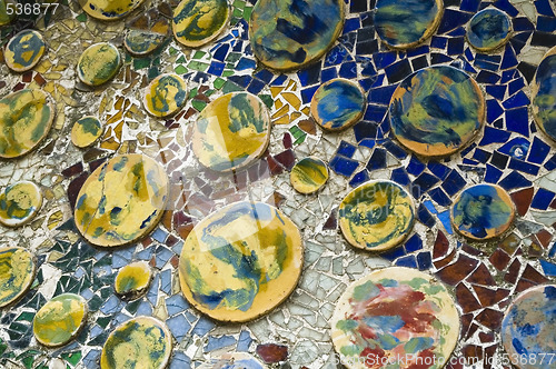 Image of Detail of the ceramics from the Casa Batllo in Barcelona, Spain