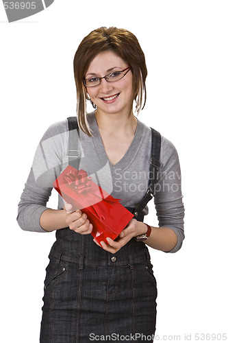 Image of Woman with a red gift