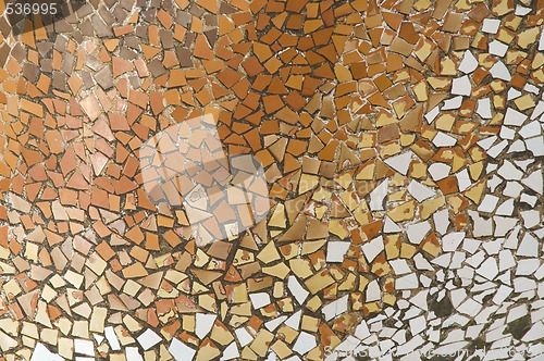 Image of Detail of the ceramics from the Casa Batllo in Barcelona, Spain. Architect Antonio Gaudi