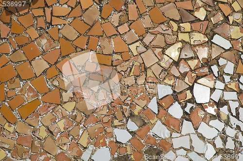 Image of Detail of the ceramics from the Casa Batllo in Barcelona, Spain. Architect Antonio Gaudi