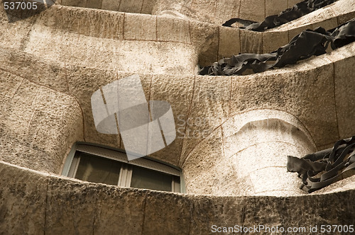 Image of modernist house by antonio gaudi - la padrera. detail