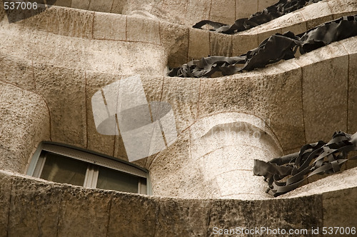 Image of modernist house by antonio gaudi - la padrera. detail