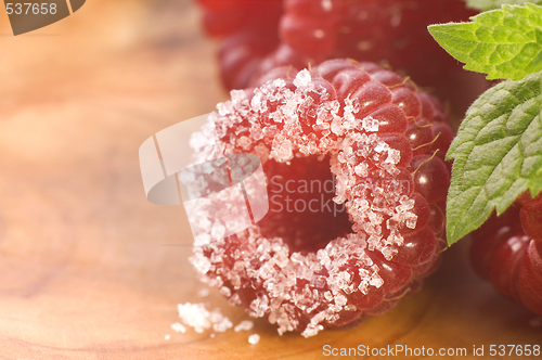 Image of sweet raspberries and fresh mint