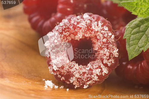 Image of sweet raspberries and fresh mint