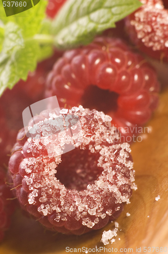 Image of sweet raspberries and fresh mint