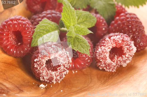 Image of sweet raspberries and fresh mint